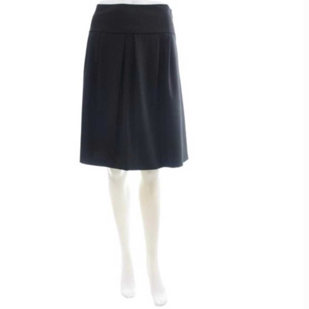 Theory Black Wool Midi Skirt with Pockets